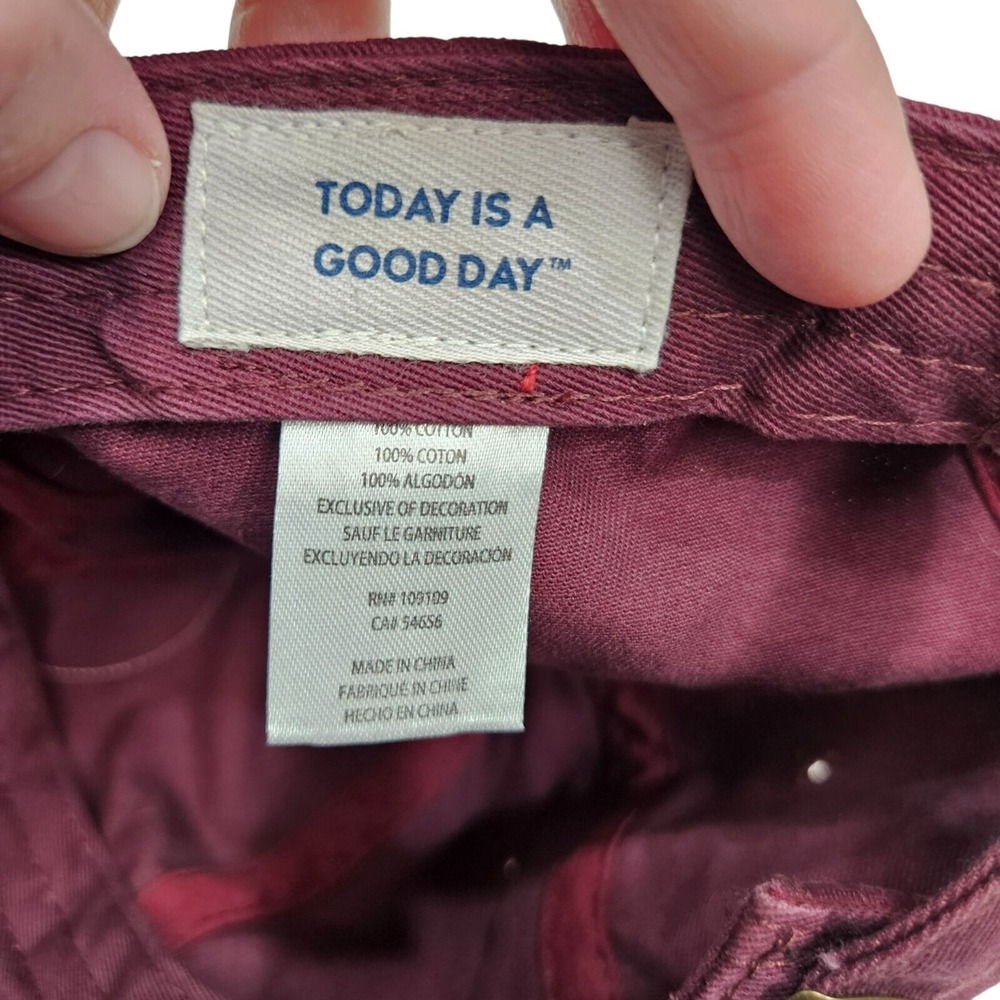 Life Is Good Cotton Baseball Cap With Quote Stop & Smell The Campfire Burgundy A - Picture 5 of 12